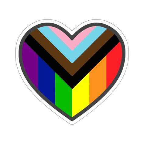 Progress Pride Flag Heart Sticker Etsy New Zealand