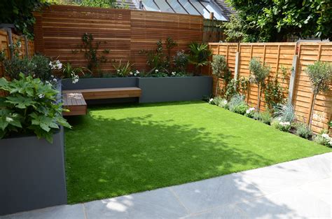 With a bit of creativity you can create a one of a kind space that we're going to take a look at several small backyard ideas that can transform your cozy yard for maximum use consider the use of tall plants and grasses that only give the illusion of separation. small garden design fake grass low mainteance contempoary design sleek fun london designer ...