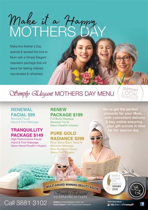 Mothers Day Packages Simply Elegant Beauty Salon Centre Strathpine