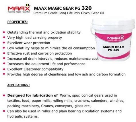 Maax Greases Premium Grade Long Life Poly Glycol Gear Oil Magic Gear