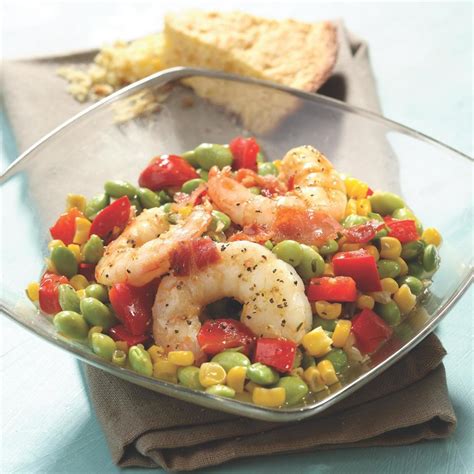 For christmas, get creative and transform your cheese platter into one that looks like a christmas tree. Edamame Succotash with Shrimp Recipe - EatingWell