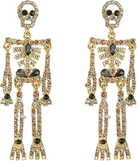 Homoon Halloween Skeleton Earrings Spooky Skull Skeleton