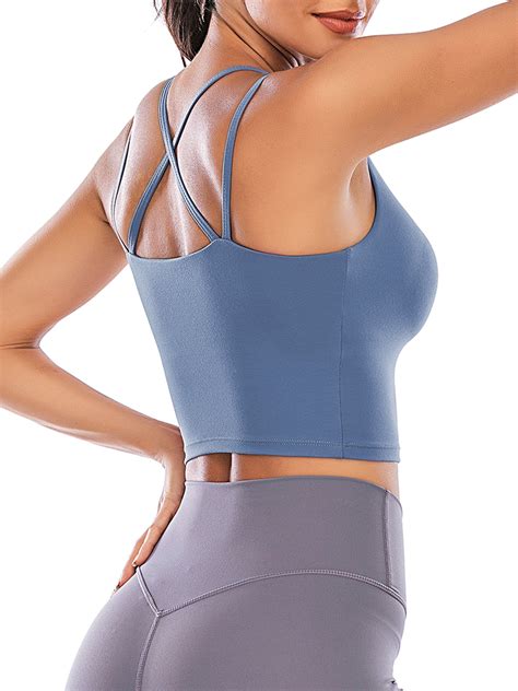 Youloveit Womens Yoga Vest Sleeveless T Shirt Longline Sports Bras Camisoles Crop Tank Tops