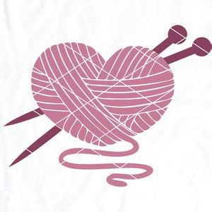 Knitting Love SVG Clip Art Knitting Svg Yarn Svg Yarn Heart Etsy