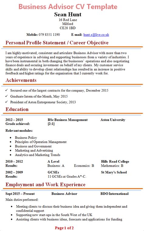 Graduate financial advisor jobs in london. business-advisor-cv