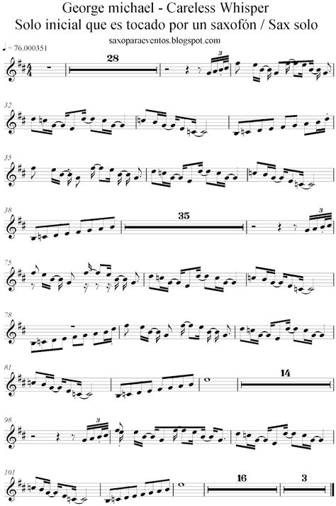 For declan coen & rafael montán. Partitura de Careless Whisper de George Michael | Partituras y pistas para saxo | Sheet music ...