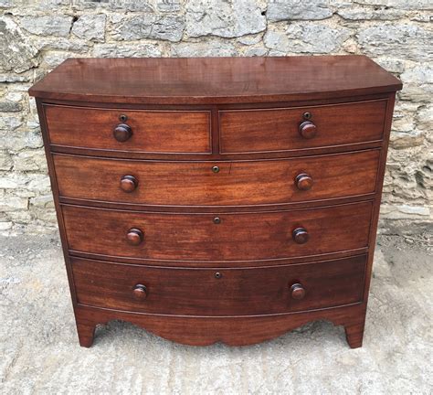 Antique Georgian Mahogany Bow Front Chest Of Drawers 548754 Uk