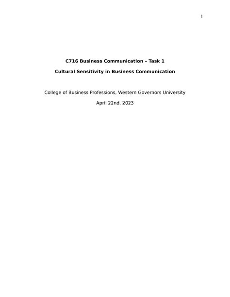 C716 Business Communication Task 1 Passed C716 Wgu Studocu