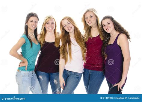 Girlfriends Smile At Camera Stock Image Image Of Background
