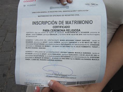 Licencia De Matrimonio Personalized Items Wedding