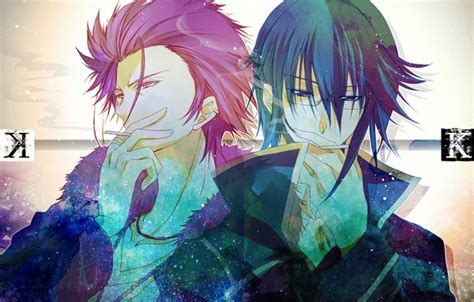 Wallpaper Text Guys Cigarette K Project Munakata Thigh Suoh Mikoto Red King Blue King