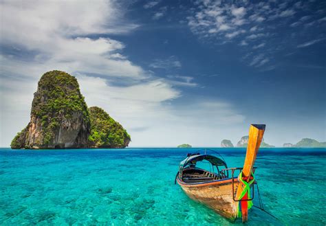 Sea Halong Bay Island Rock Railay Beach Boat Water