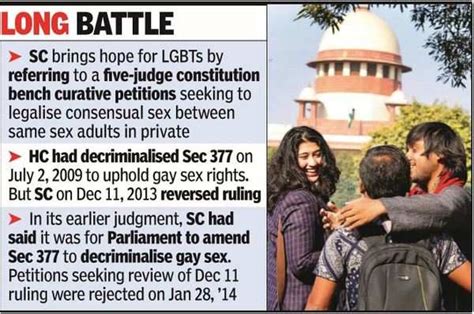 Sc Holds Out Hope Will Hear Final Plea To Legalise Gay Sex India News Times Of India