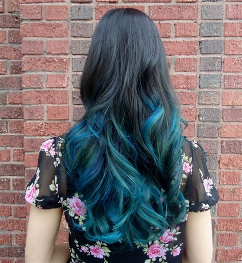 Dark Hair Dip Dyed Tealnot Wit Teal Just Like The Way Its Colored