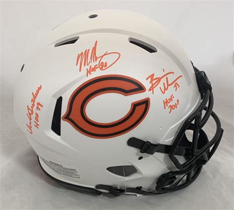 Dick Butkus Mike Singletary And Brian Urlacher Signed Bears Full Size Authentic On Field Lunar