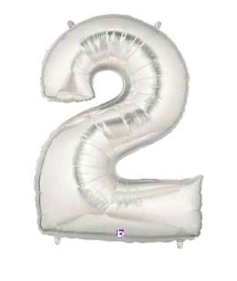 Silver Number 2 Balloon Second Birthday Balloons Mylar Number