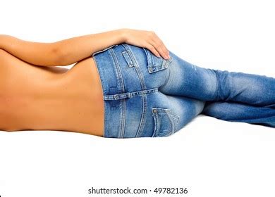 Back Topless Girl Blue Jeans Stock Photo 49782136 Shutterstock