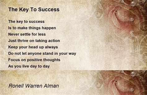 The Key To Success The Key To Success Poem By Ronell Warren Alman