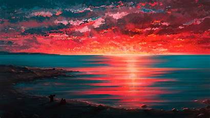 4k Sunset Paint Digital Wallpapers