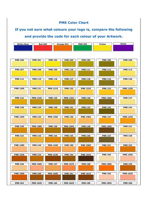 Pantone Color Chart Pantone Color Chart Pantone Color Pms Color Chart