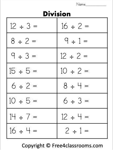 Free Division Worksheet 2 Digit By 1 Digit Free4classrooms