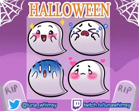 Halloween Ghost Twitch Emote 4 Pack Instant Download Etsy Twitch