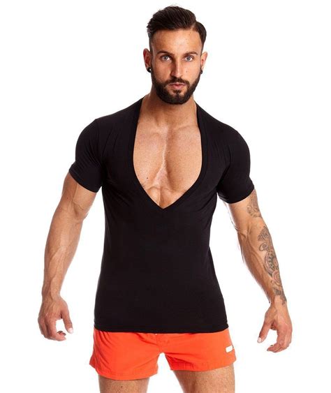 Doreanse Mens Extreme Deep V Neck T Shirts Undershirt Modal Cotton