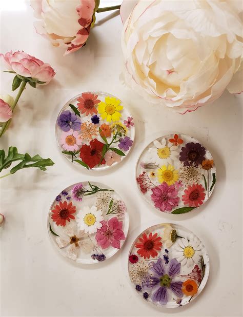 Resin Flower Coaster Home And Living Kitchen And Dining