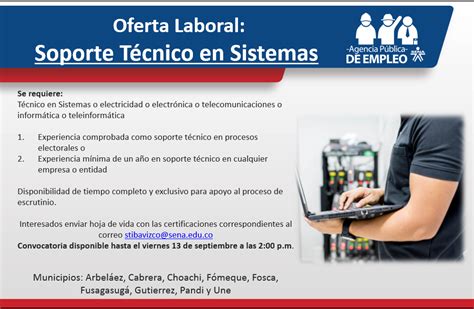 Agencia Pública De Empleo Oferta Laboral Soporte Técnico En Sistemas