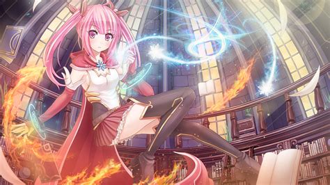 Download 1920x1080 Anime Girl Magic Fire Wind Pink