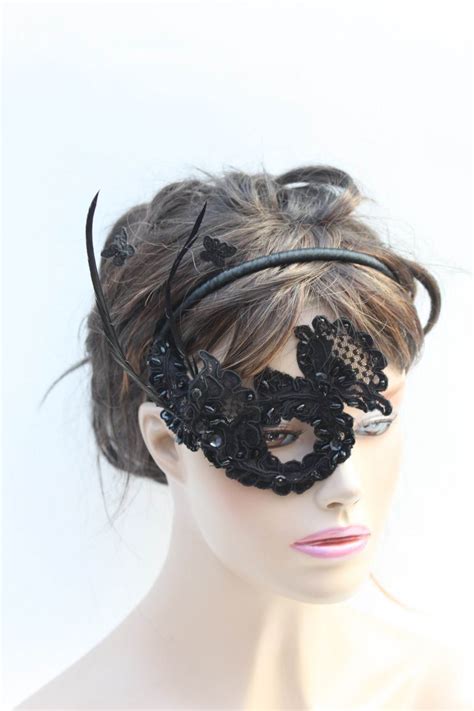Check spelling or type a new query. One eye lace mask on headband - Masque Boutique Masquerade ...