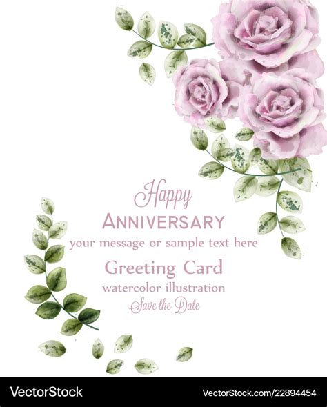 Delicate Pink Roses Anniversary Card Royalty Free Vector