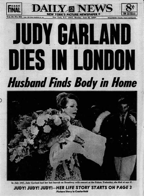 Judy Garland Death News Ny Daily News June 23 1969 Full Issue Framed
