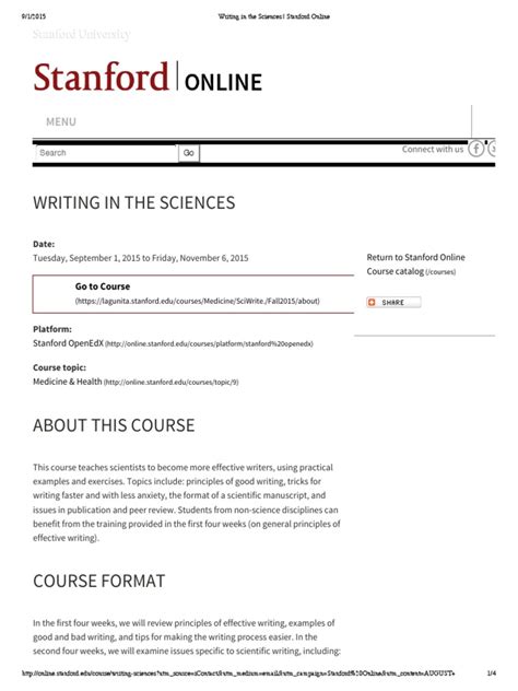 Writing In The Sciences Stanford Online Pdf Science Academia