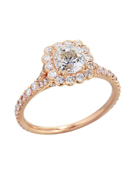 Rose Gold Cushion Cut Diamond Halo Engagement Ring Turgeon Raine