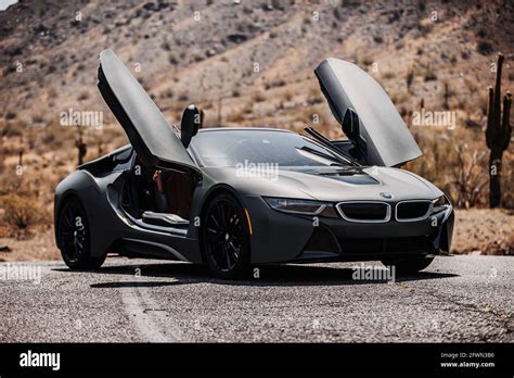 Bmw I8 Roadster With Matte Green Wrap Stock Photo Alamy