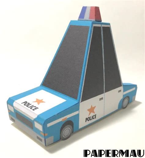 Papermau Easy To Build Police Car Paper Model In Cartoon Style By