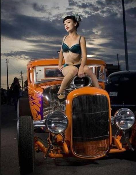 beautiful orange hot rod 💀🐺🌴 👀 rat rod girls car girls pinstriping