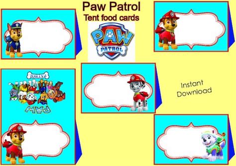 Instant Download Paw Patrol Food Labels Food Labels Buffet