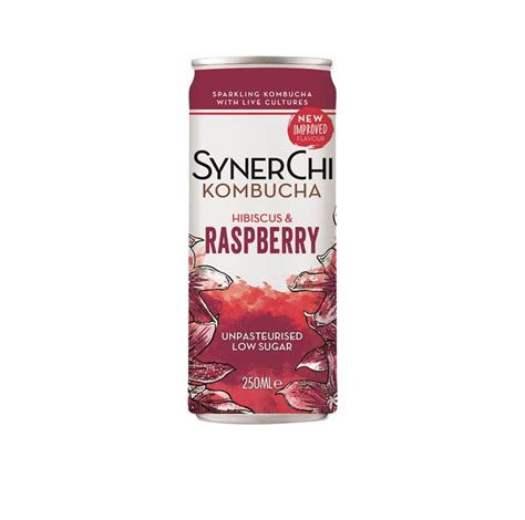Synerchi Kombucha Sencha Tea Lightly Sparkling Hibiscus And Raspberry