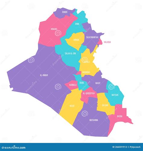 Iraq Political Map Of Administrative Divisions Stock Vector