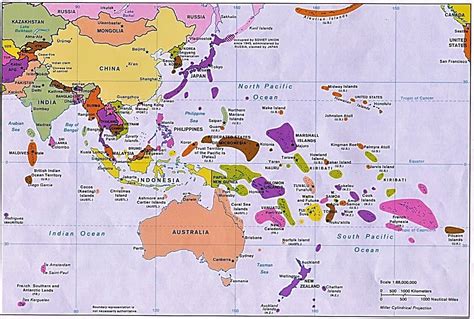 Mapa De Oceanía Político Físico Mudo Con Nombres Mapamundi