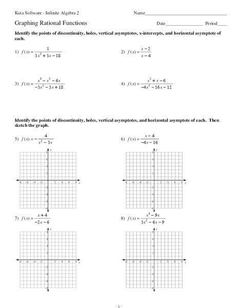 Graphing Rational Functions Worksheet For 11th Grade Lesson Planet