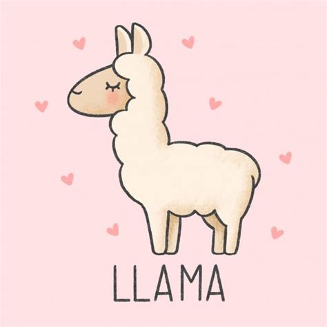 Cute Llama Cartoon Hand Drawn Style Cute Cartoon Drawings Cute