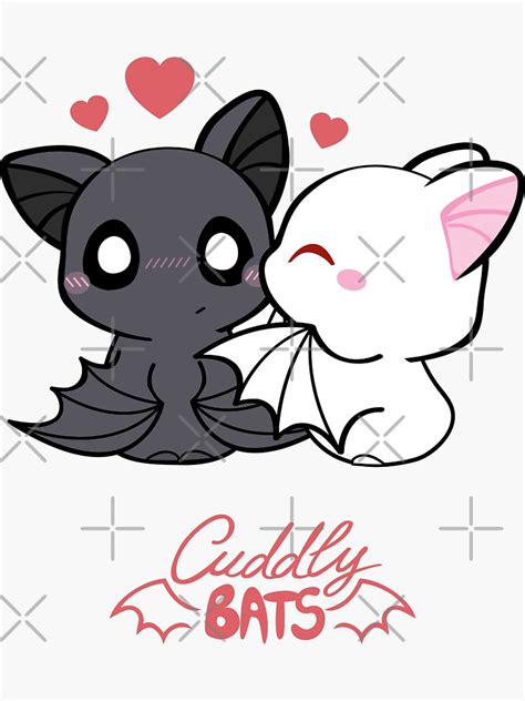 Cute Cuddly Bats In Love Sticker For Sale By Cuddlybats Redbubble