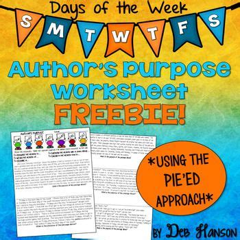 The Author S Purpose Worksheet Is Freebie