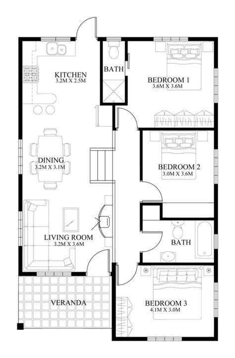 Single Story Pinoy House Plan Floor Area 90 Square Meters Denah Rumah