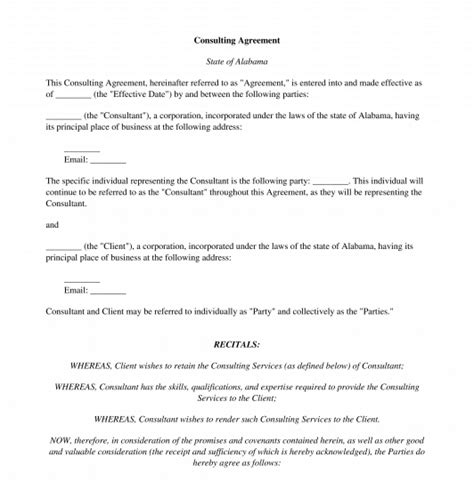 15 Simple Consulting Contract Template Free Doctemplates