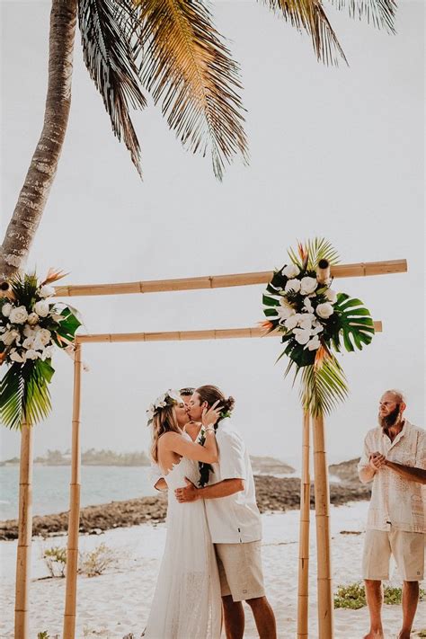 Bohemian Bamboo Wedding Arch With Monsterra Leaves Bamboo Wedding