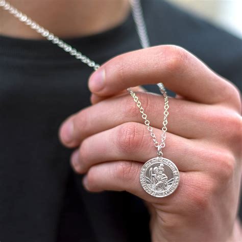 Christopher necklaces crafted from sterling silver and gold. St Christopher Chunky Round Necklace By Hersey ...
